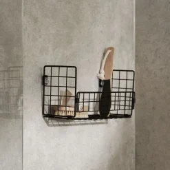 Badrumshylla Rutnät Svart