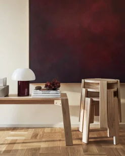 Bordslampa Alba 24x29cm Vit/Vinröd