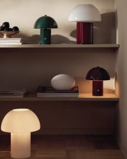 Bordslampa Alba 24x29cm Vit/Vinröd