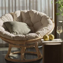 Dyna Rund Slätväv 130cm Naturvit