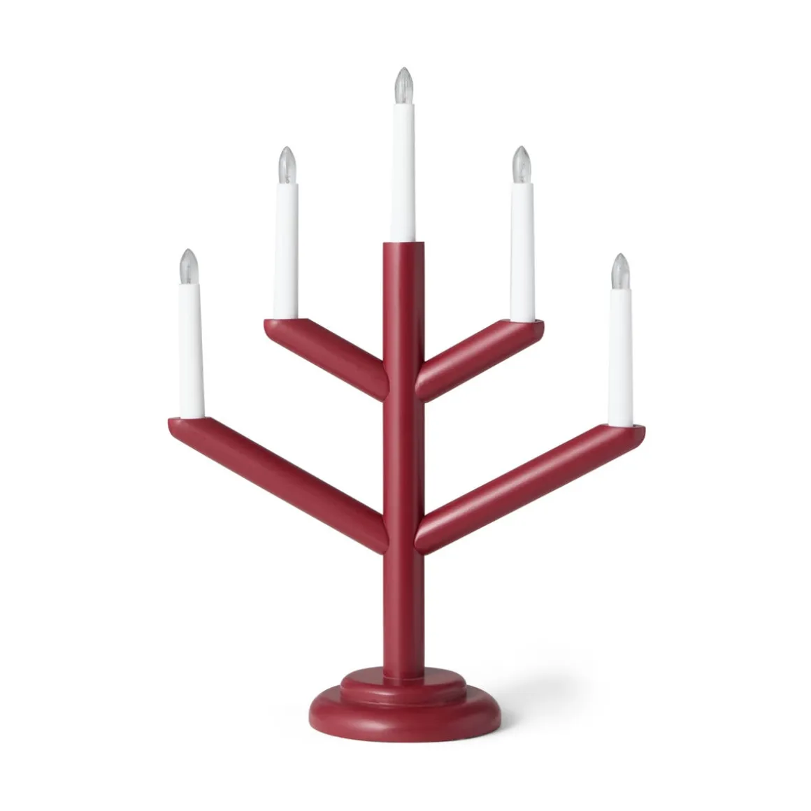 Elljusstake Träd 5 Ljus Mörkröd