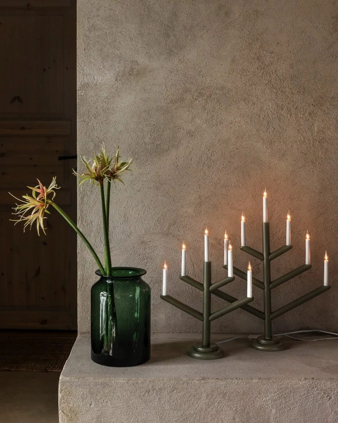 Elljusstake Träd 7 Ljus Mörkgrön