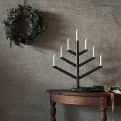 Elljusstake Träd 7 Ljus Mörkgrön