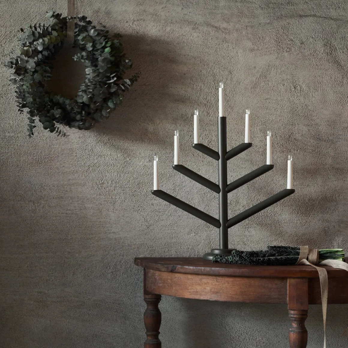 Elljusstake Träd 7 Ljus Mörkgrön