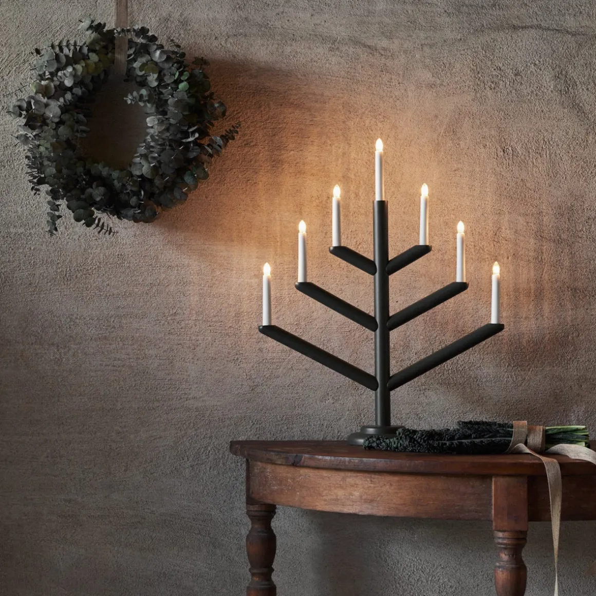 Elljusstake Träd 7 Ljus Mörkgrön