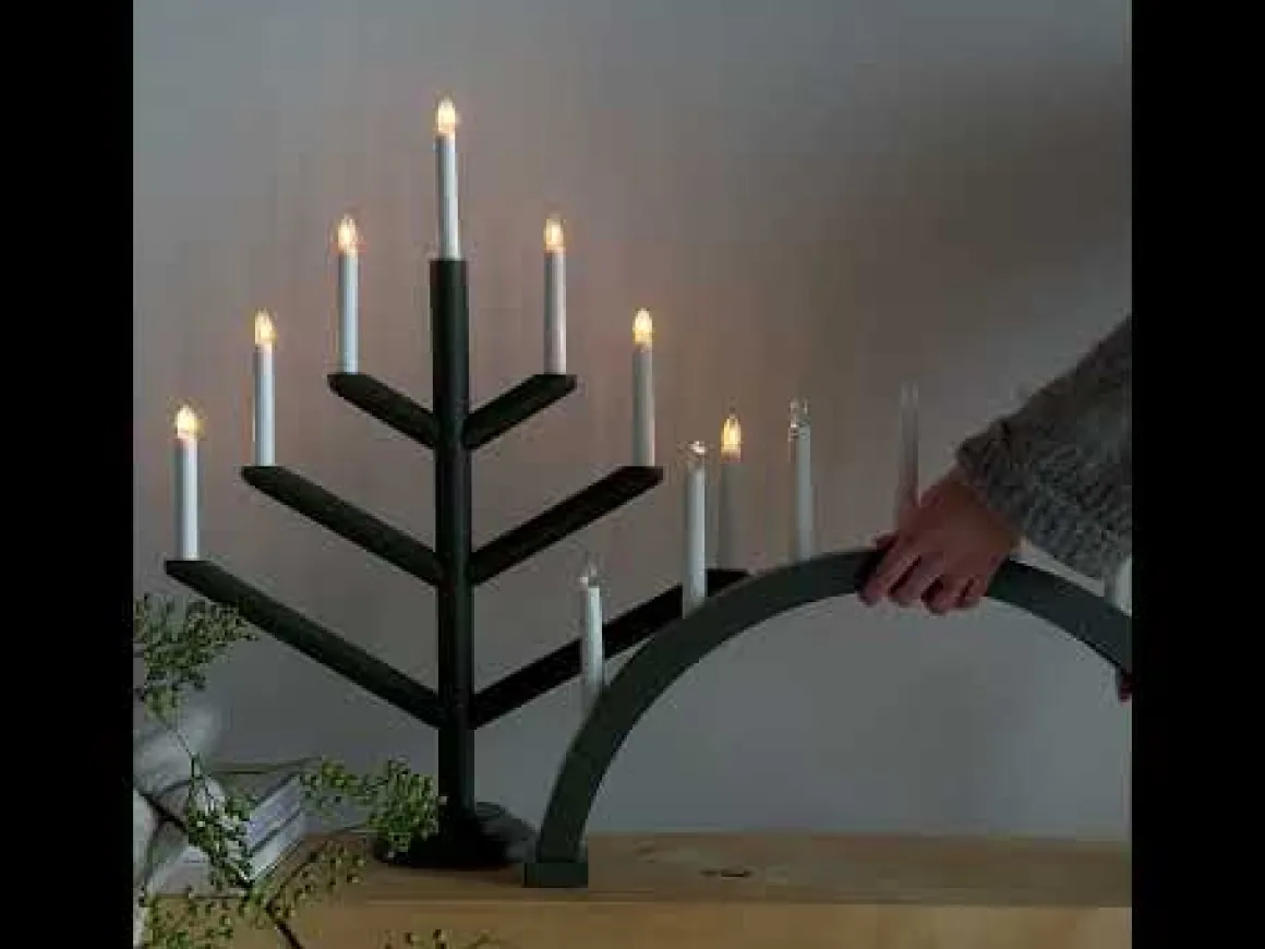 Elljusstake Träd 7 Ljus Mörkgrön