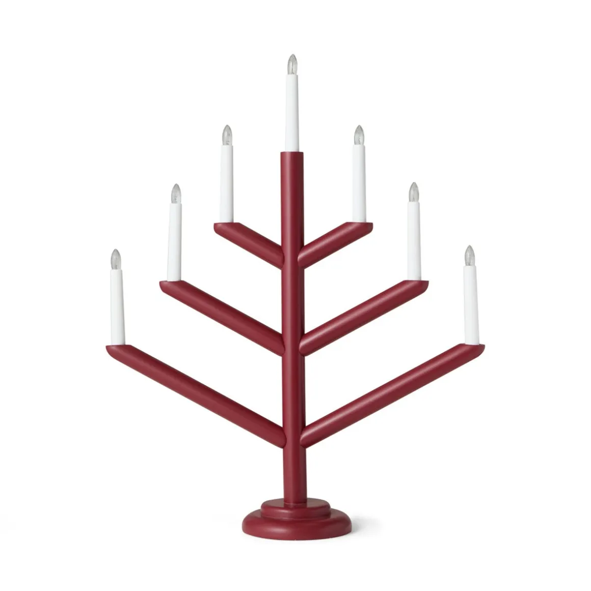 Elljusstake Träd 7 Ljus Mörkröd