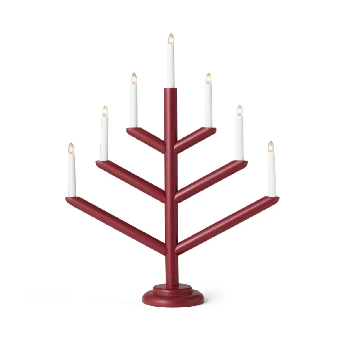Elljusstake Träd 7 Ljus Mörkröd