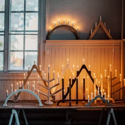 Elljusstake Träd 5 Ljus Trä