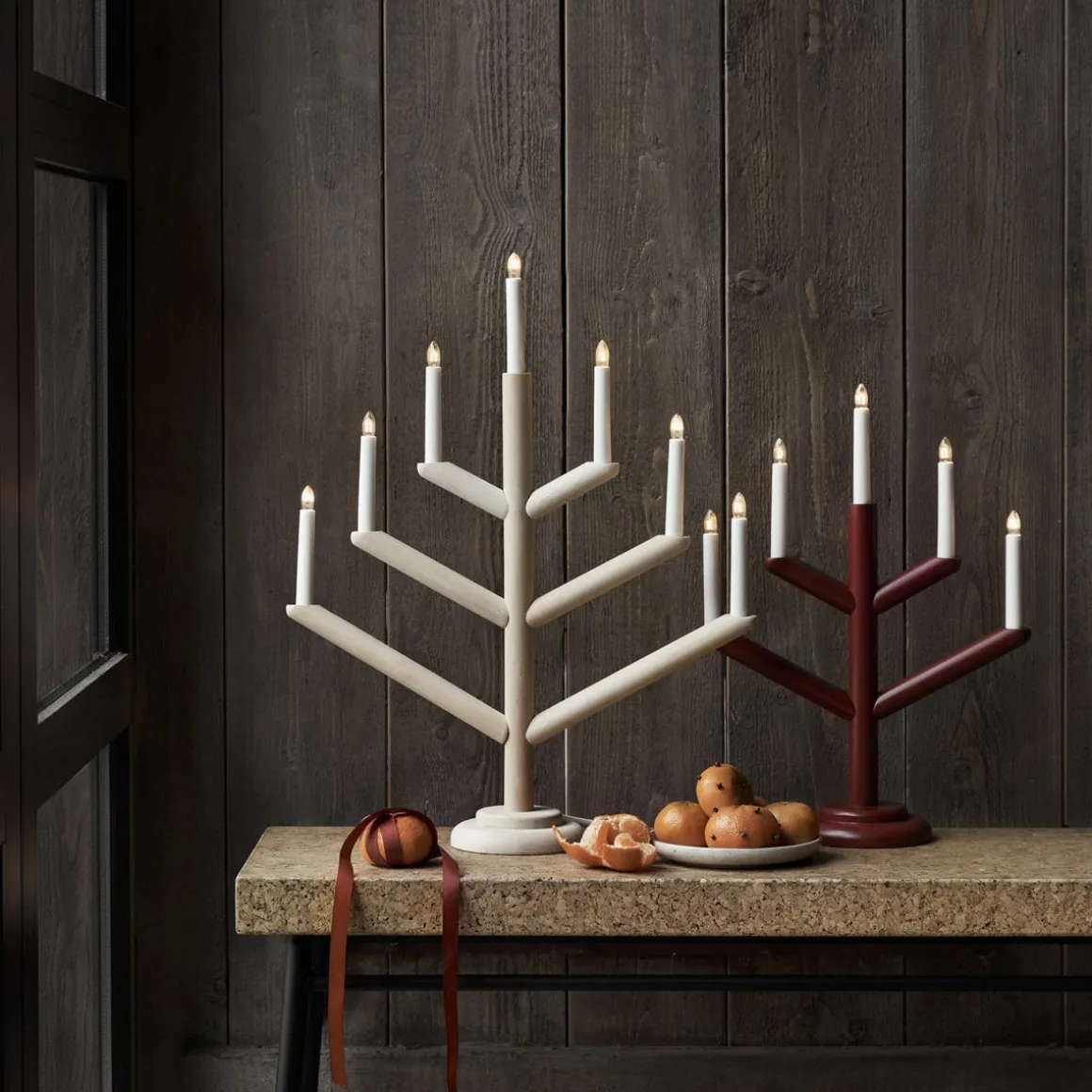 Elljusstake Träd 7 Ljus Trä