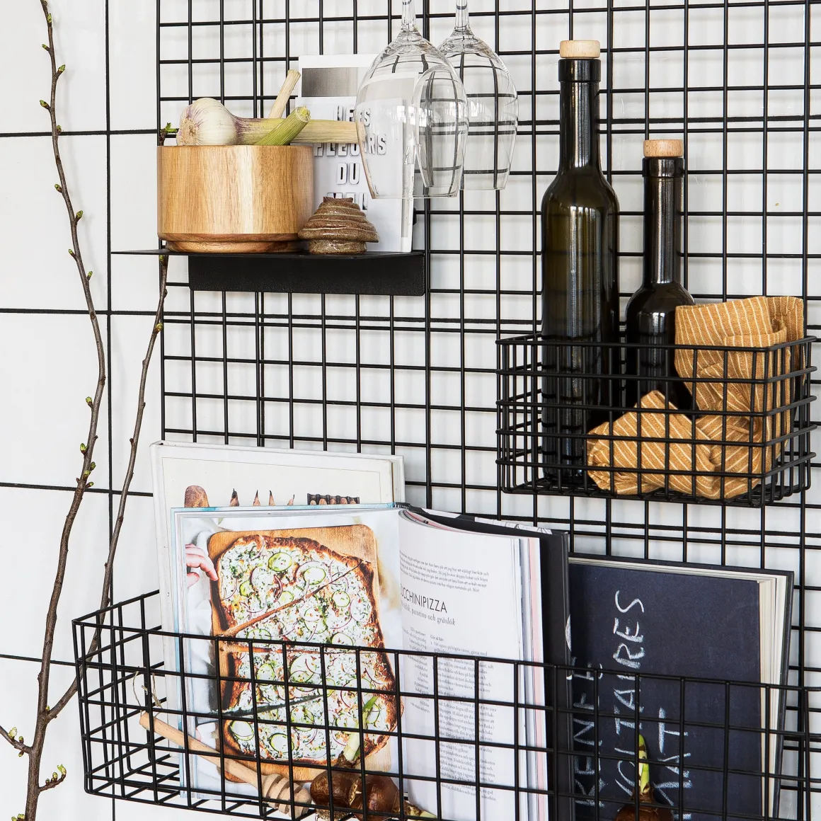 Förvaringstavla Rutnät Hylla 60x100cm Svart