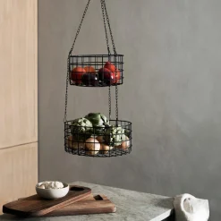 Hängkorg Dubbel Rutnät Svart