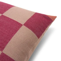 Kuddfodral Ullmix Ruta 50x50cm Röd