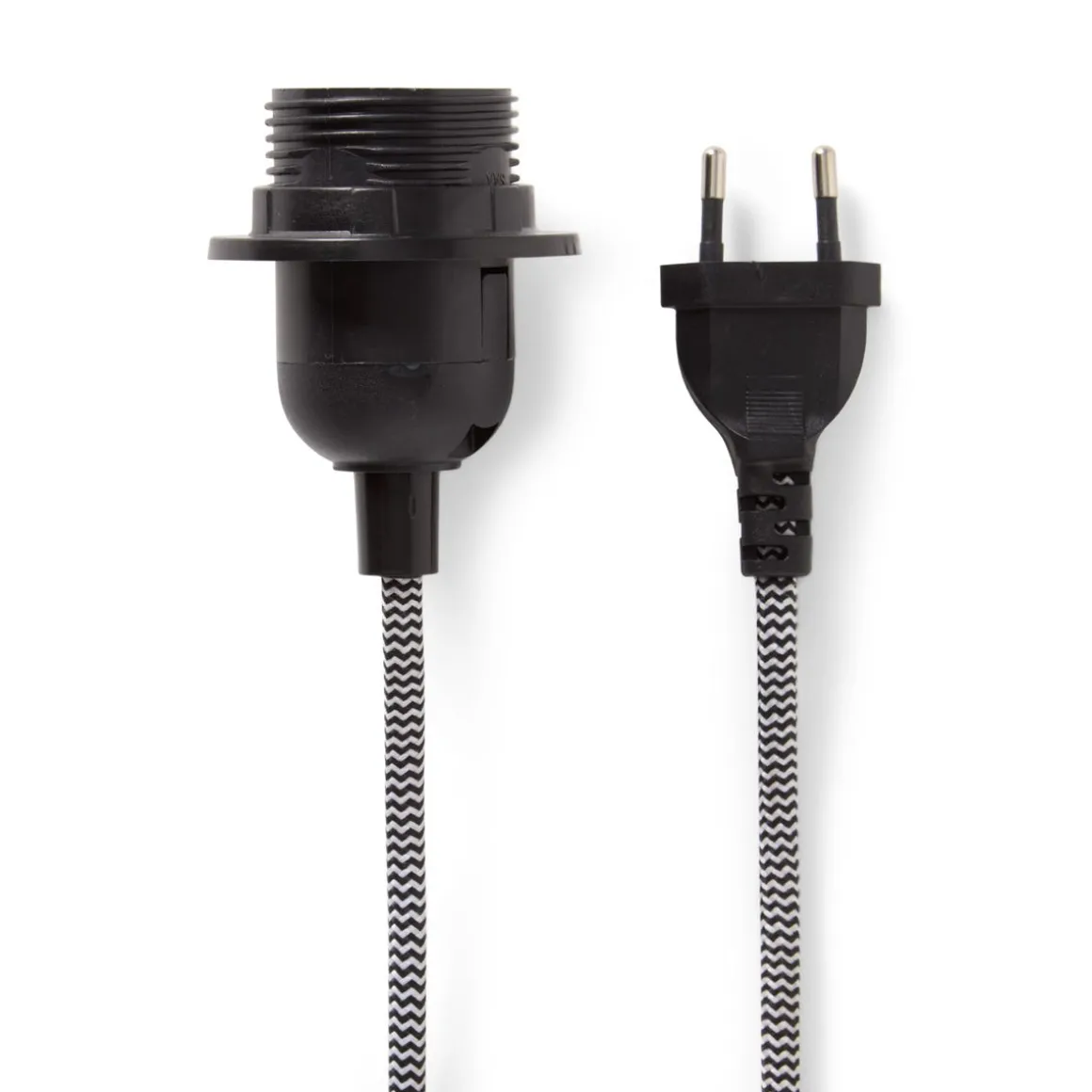 Lampsladd 4m Textil Mönster Svart/Vit E27