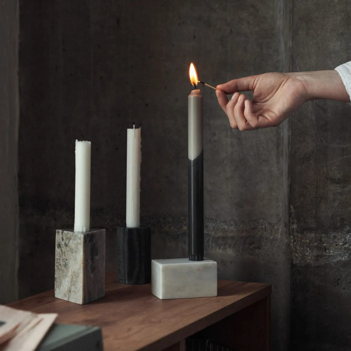 Ljusstake Hexagon Marmor