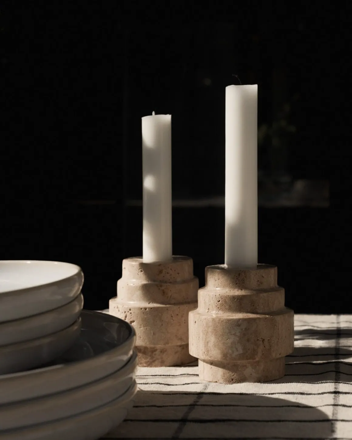 Ljusstake Travertin 7,5x7,5cm