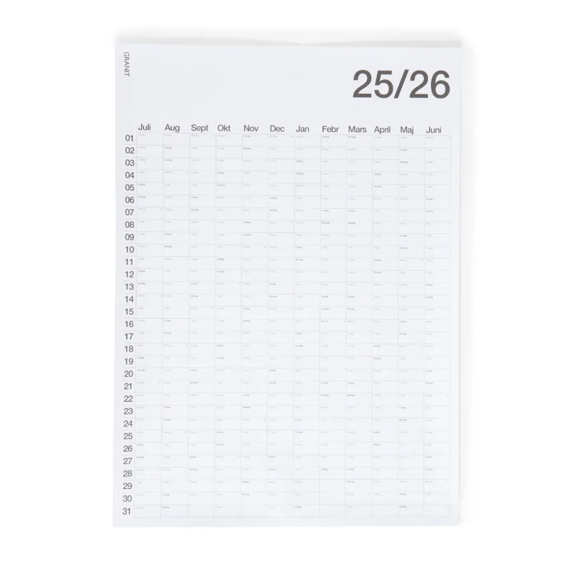 Årsplan 50x70cm 2025/2026