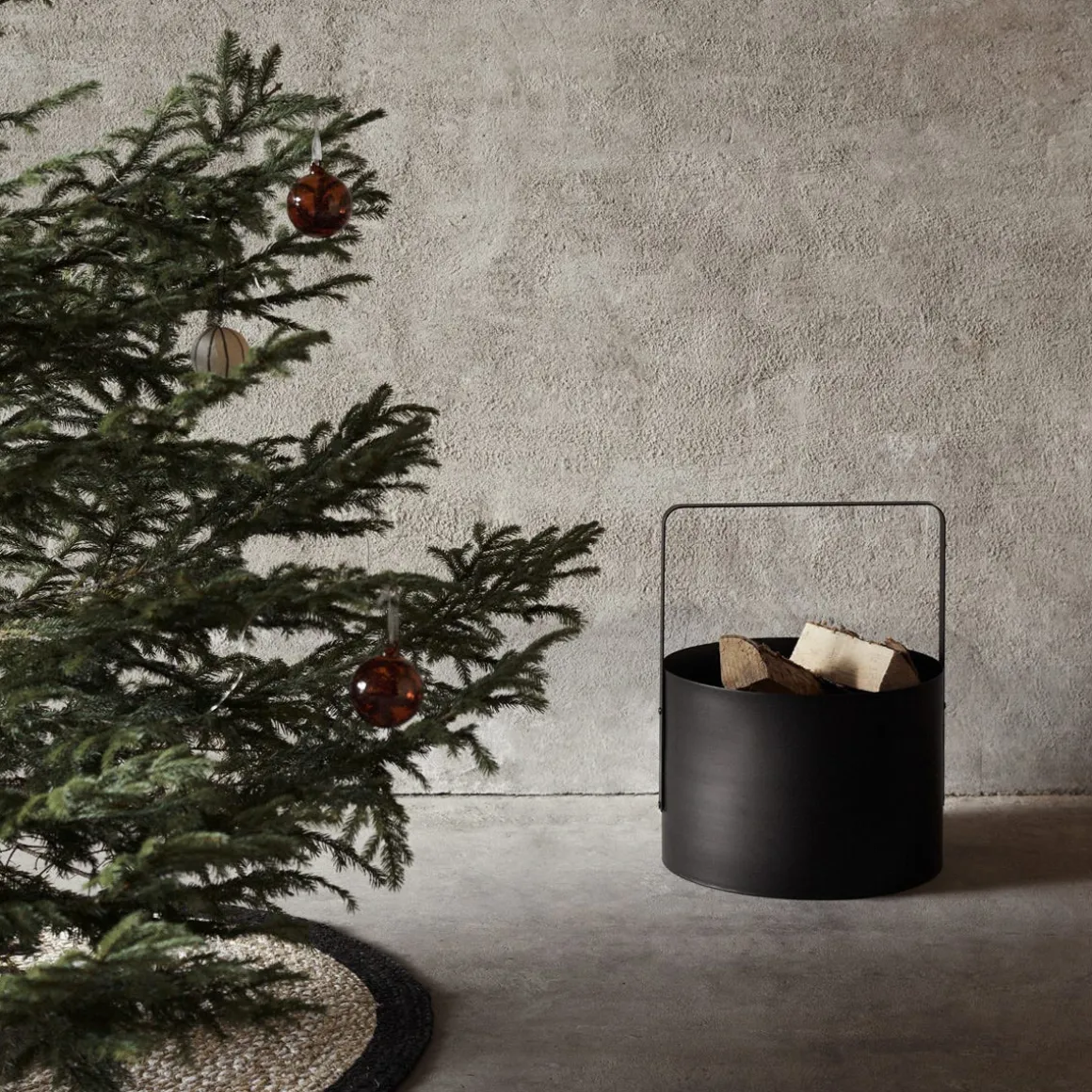 Vedställ Rund Metall Svart